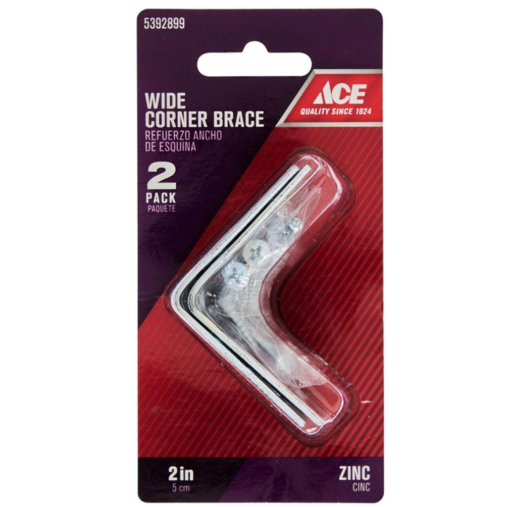 Ace Inside Wide Corner Brace 2 in. X 1-1/2 in. Zinc