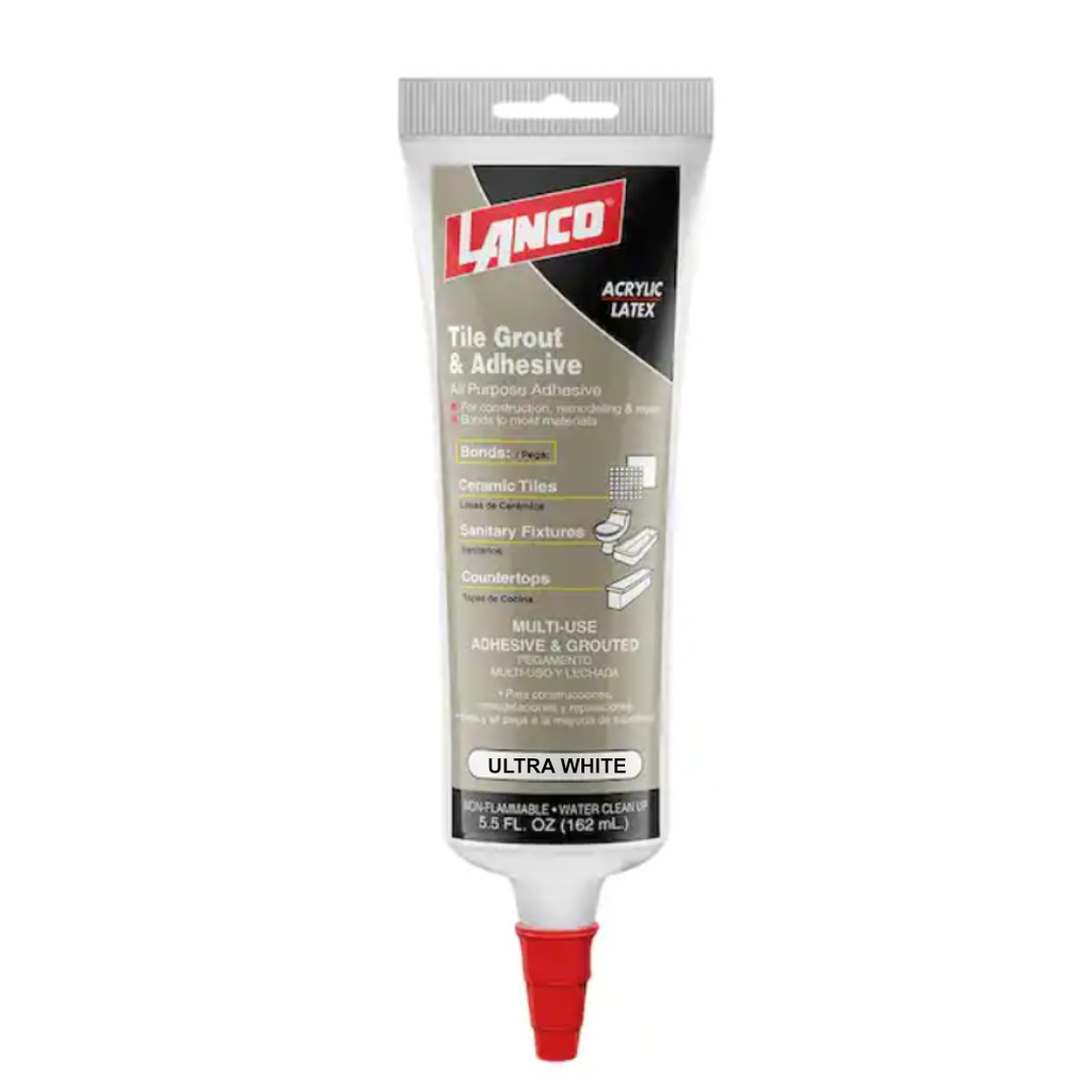 LANCO WHT TILE GROUT ADH. 5.5 OZ