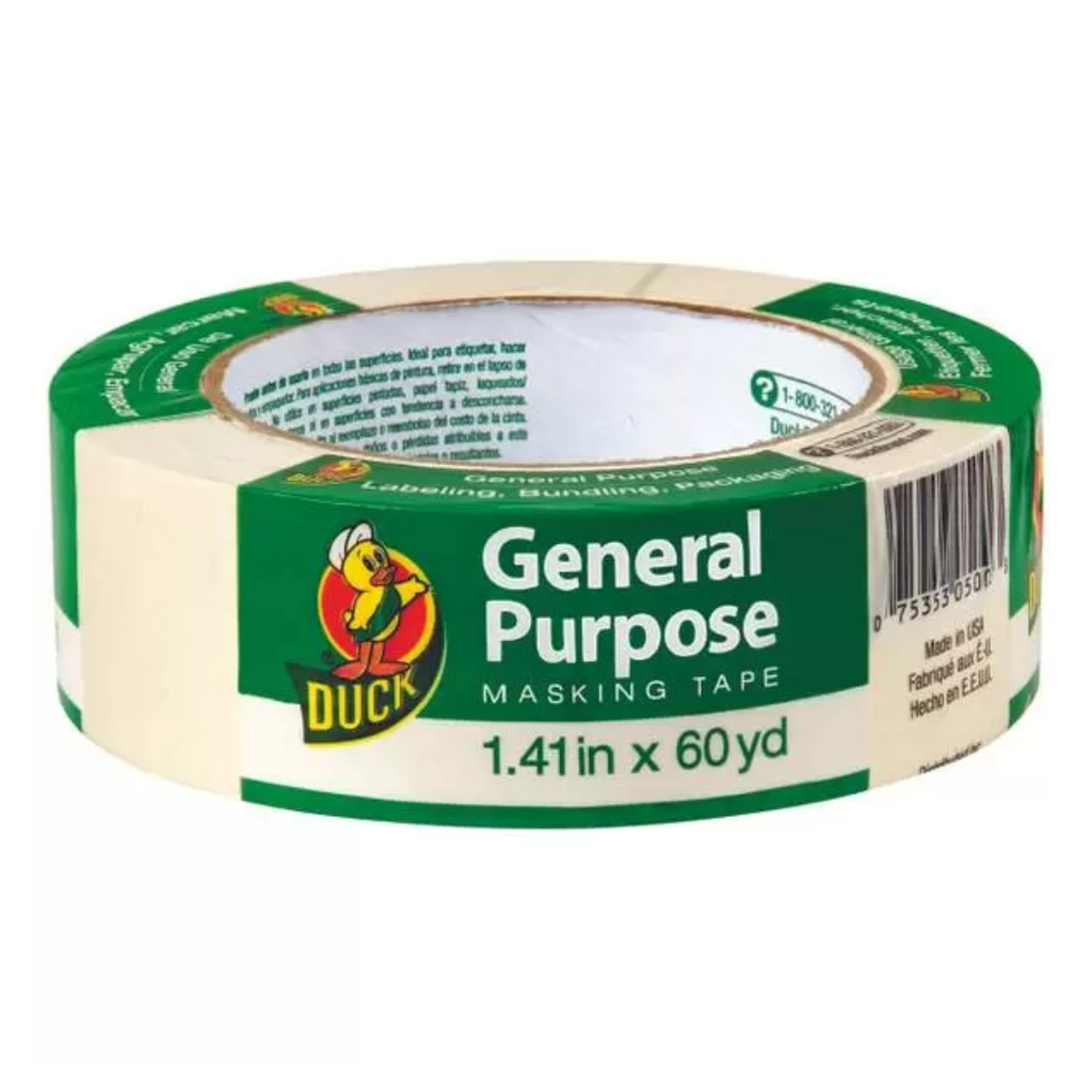 [12705] Duck 1.41 in. W X 60 Yd. L Beige Regular Strength Masking Tape 1 Pack