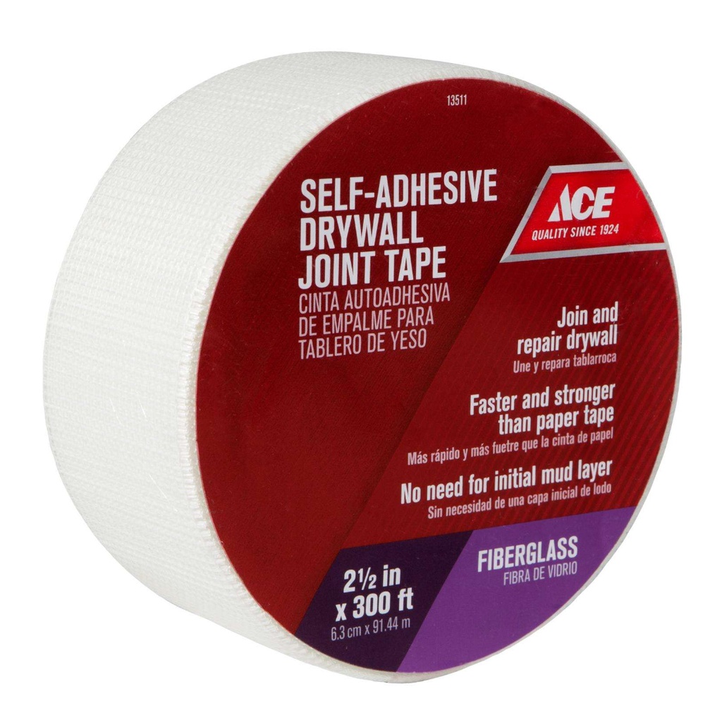 [13511] Ace 300 Ft. L X 2-1/2 in. W Fiberglass Mesh White Self Adhesive Drywall Joint Tape