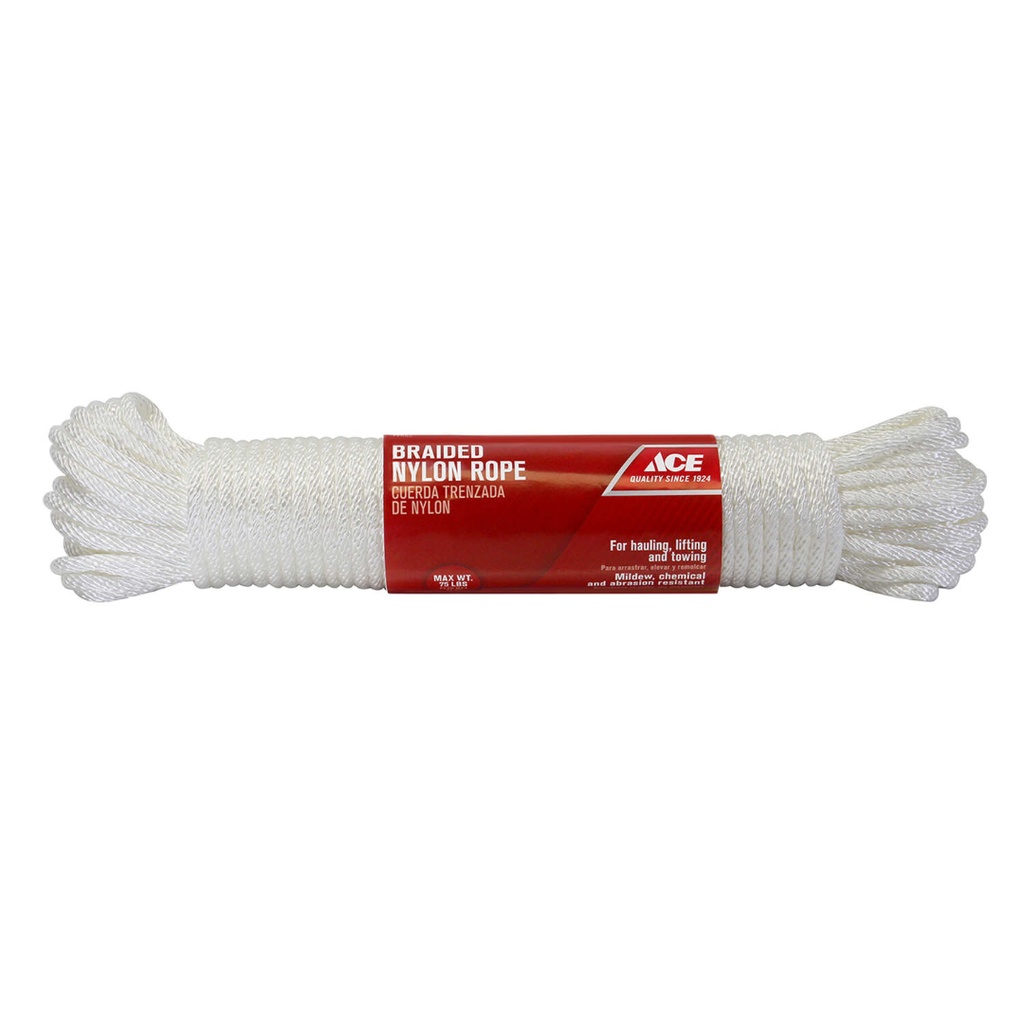 [72999] Ace 1/4 in. D X 100 Ft. L White Solid Braided Nylon Rope