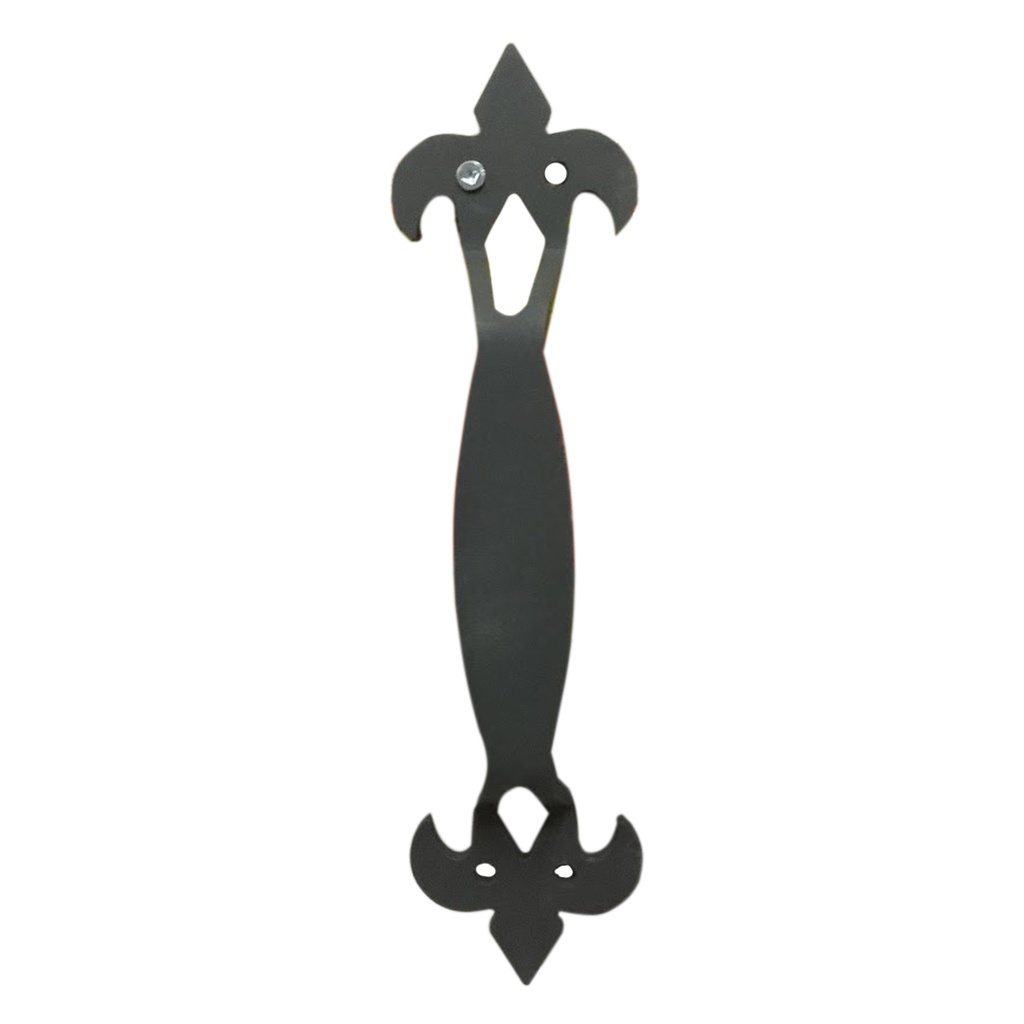 10-7/8 in. Barons Matt Black Barn Door Handle Fleur De Lis Profile Includes Mounting Hardware