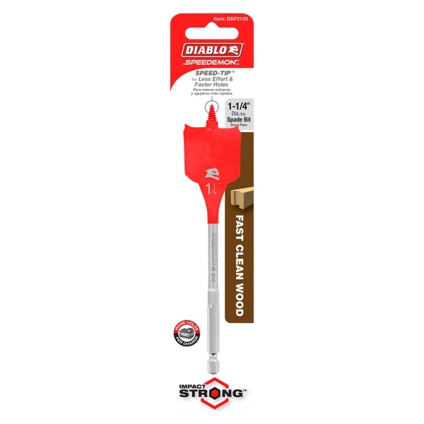 [DSP2150] Diablo 1-1/4 in. X 6 in. L High Speed Steel Clean Wood Spade Bit Hex Shank 1 Pk
