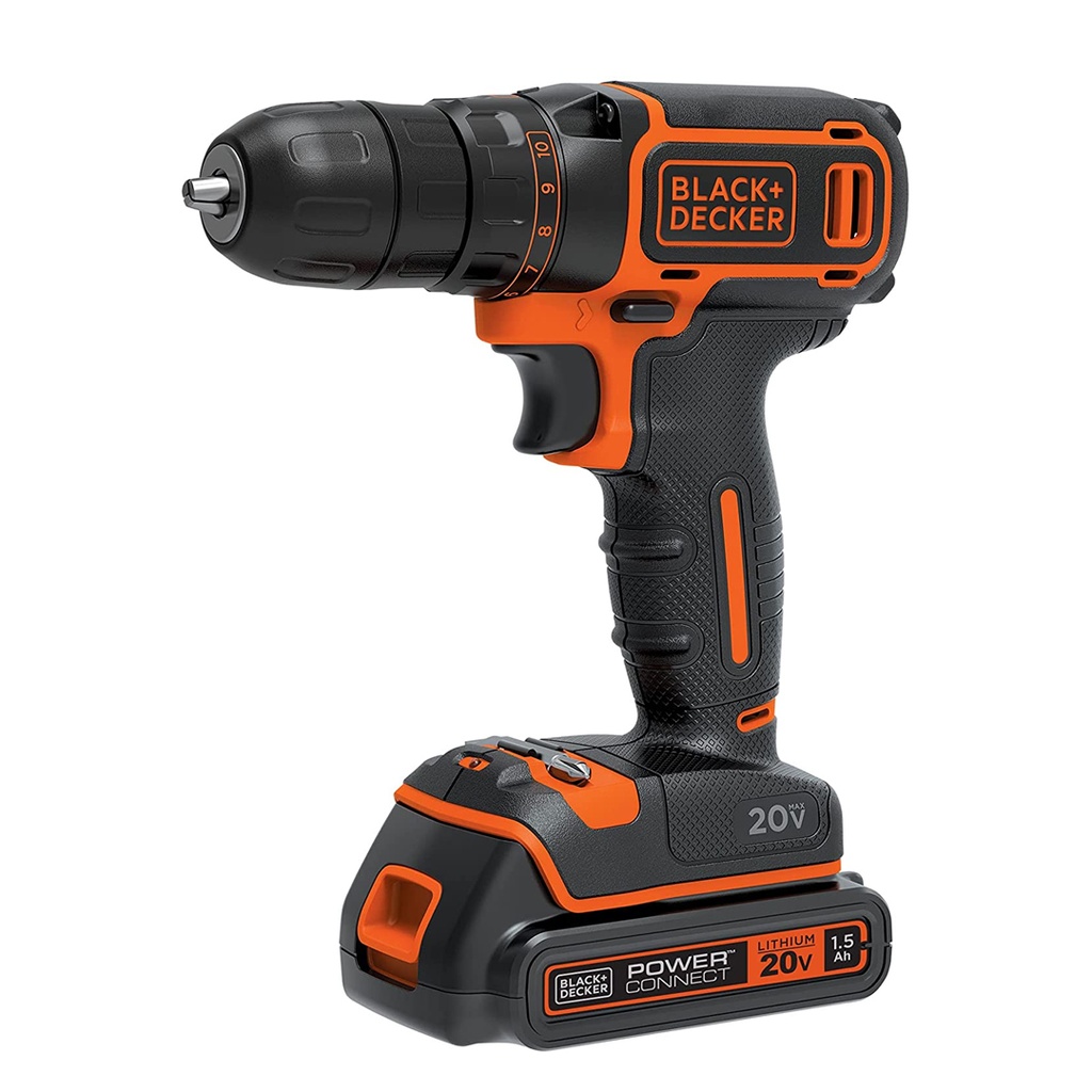 Taladro Atornillador De Impacto Inalambrico 20V 2 Velocidades Ion Litio Black & Decker BCD704C1