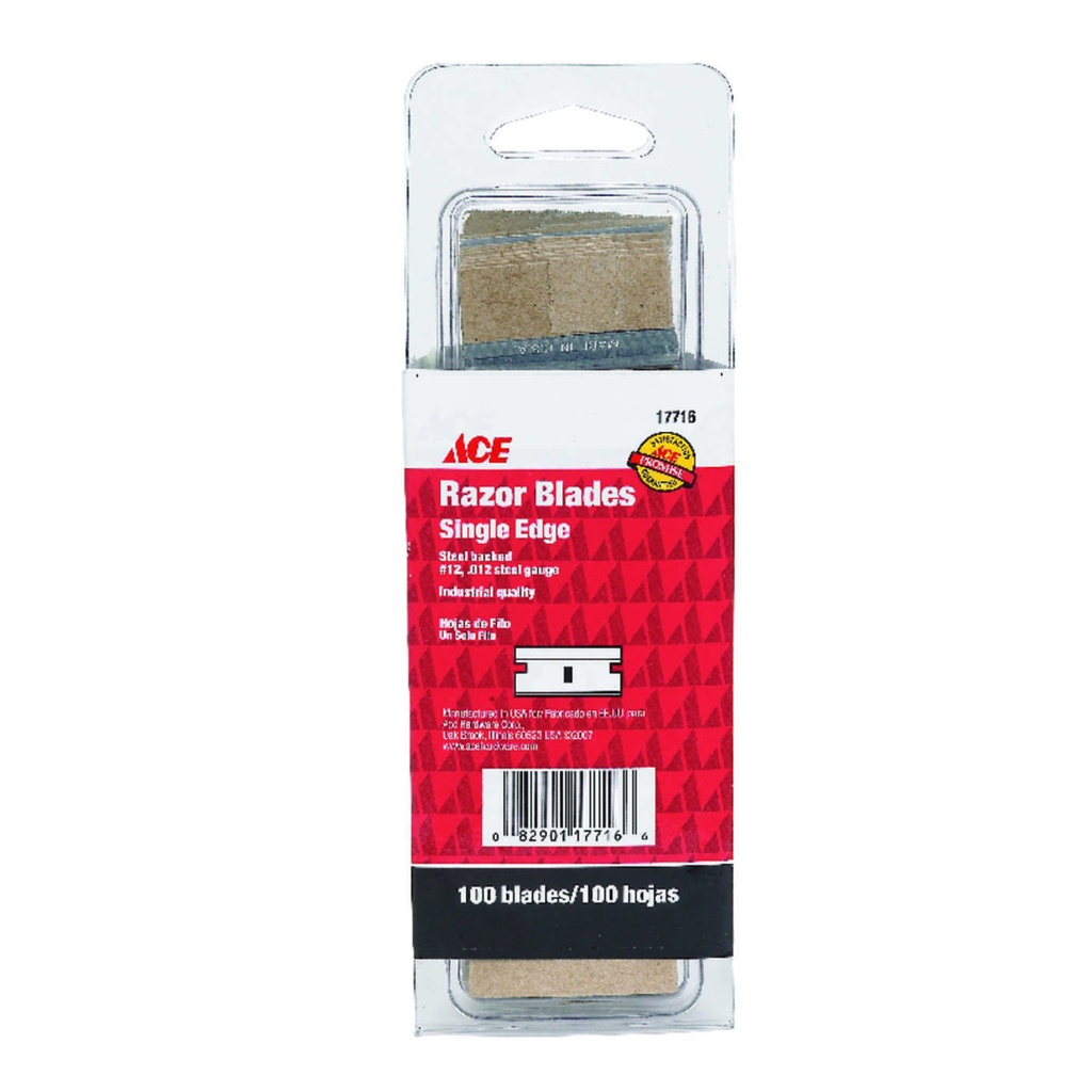 [17716] Ace Carbon Steel Single Edge Razor Blade 1.75 in. L 1 Pk