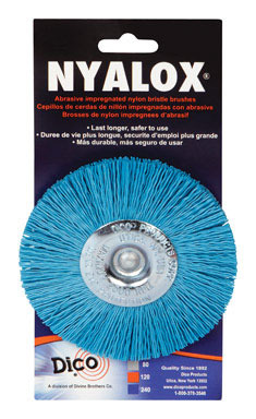 Dico Nyalox 4 in. Fine Crimped Mandrel Mounted Wheel Brush Nylon 2500 RPM 1 Pc