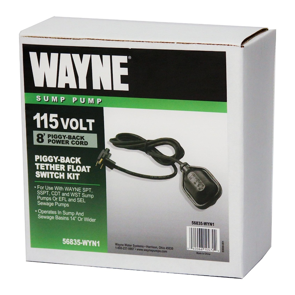 Wayne Piggy-Back 7.5 in. H X 7.5 in. W X 3 in. L Tethered Float Switch for 56835-WYN1