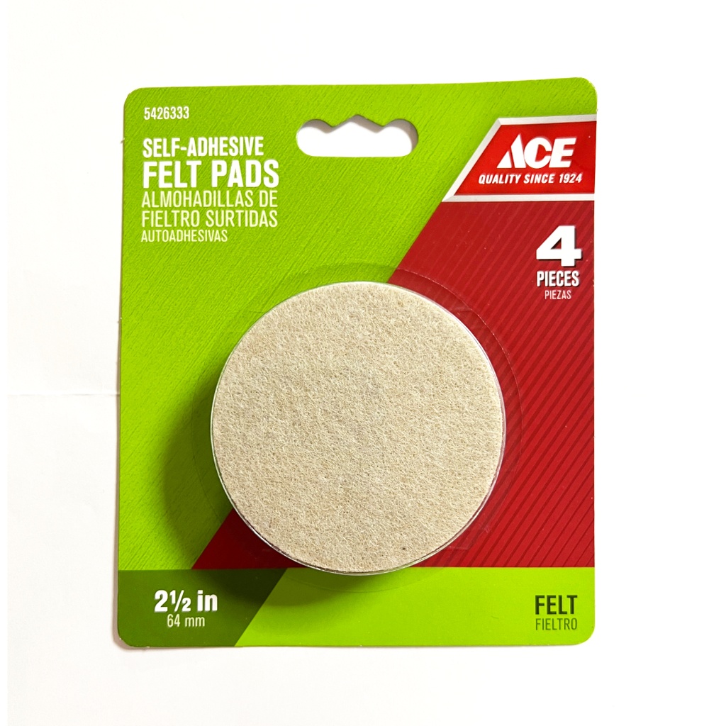 Ace Felt Self Adhesive Protective Pad Brown Round 2-1/2 in. W 4 Pk