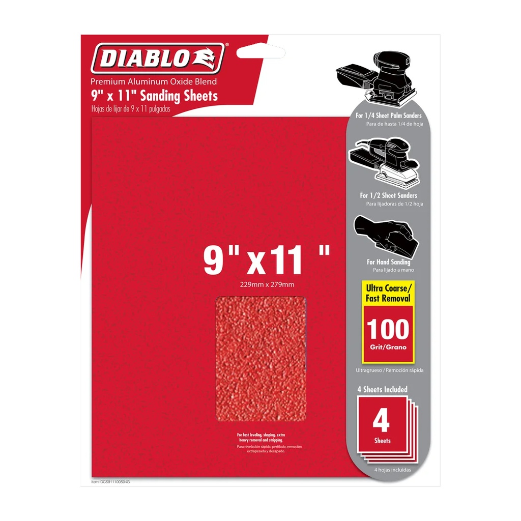 DIABLO LIJA 9X11" MADERA 100G P4