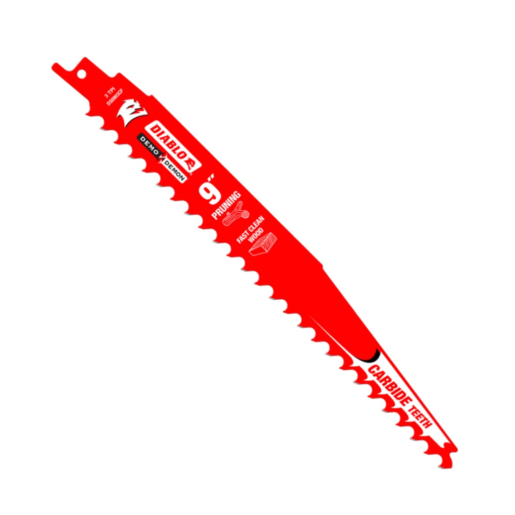 Diablo Demo Demon 9 in. Carbide Tipped Pruning & Clean Wood Reciprocating Saw Blade 3 TPI 1 Pack