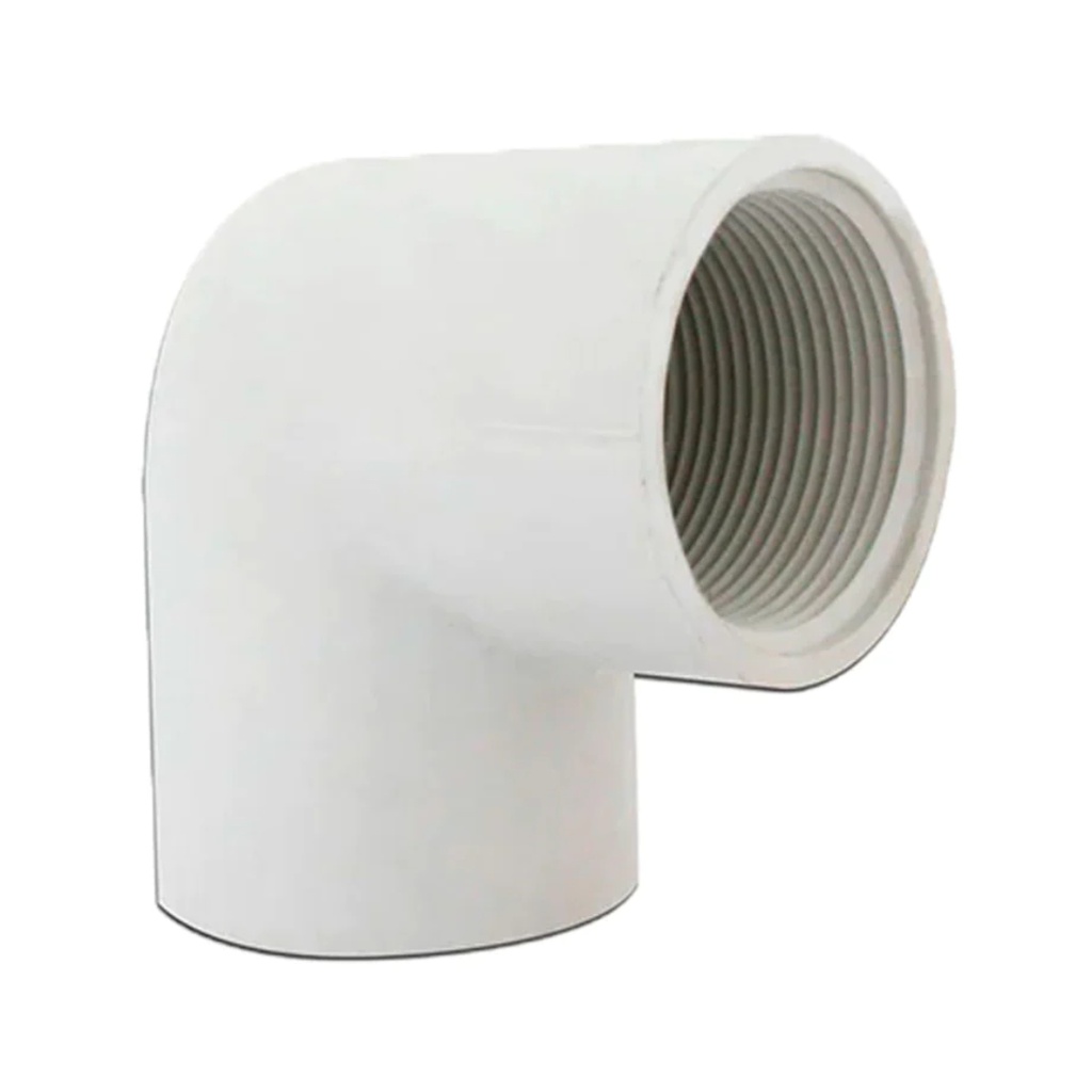 LASCO Pipe Elbow, 34 in, Slip X FPT, 90 Deg Angle, PVC, White, SCH 40 Schedule