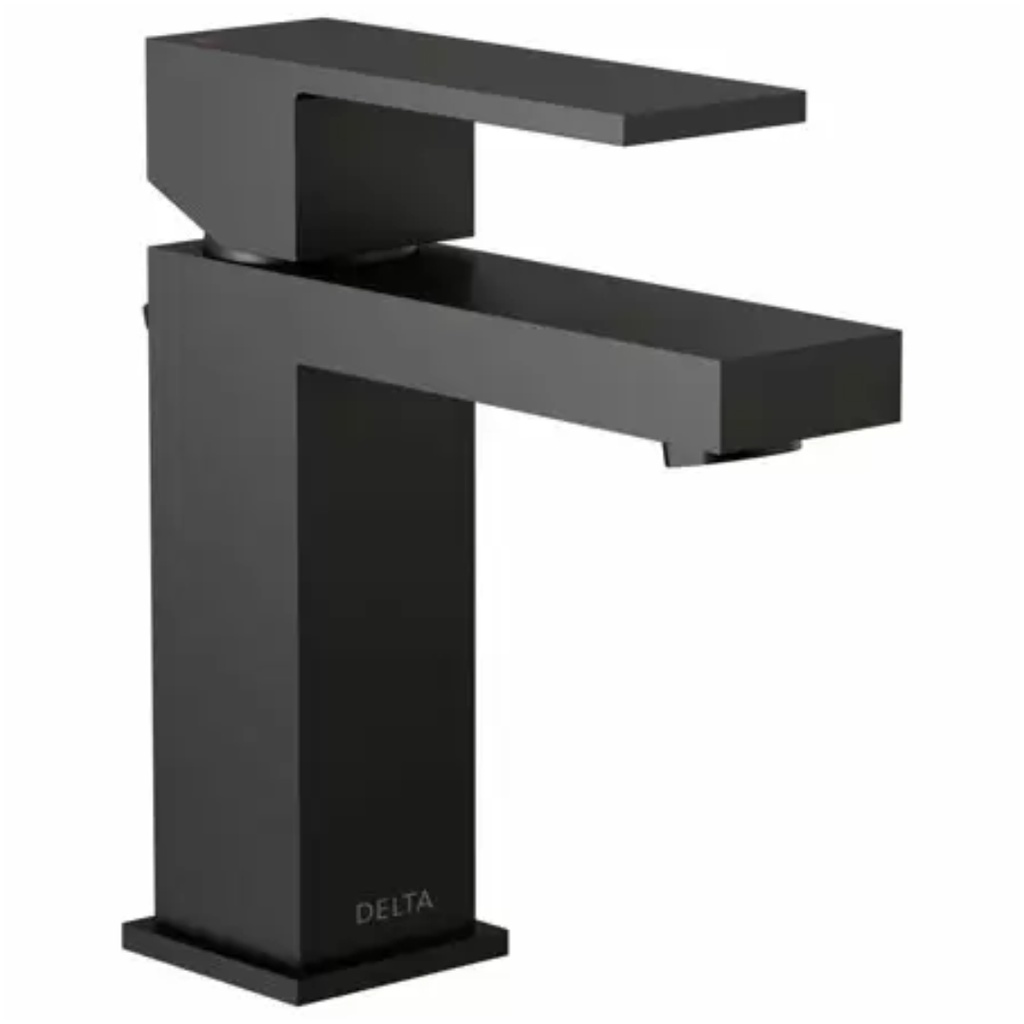 [567LFBLGPMPP] Delta 567LF-GPM-PP Modern 1.0 GPM Single Hole Bathroom Faucet with Push Pop-up Drain Assembly - Includes Lifetime Warranty Matte Black Faucet Bathroom