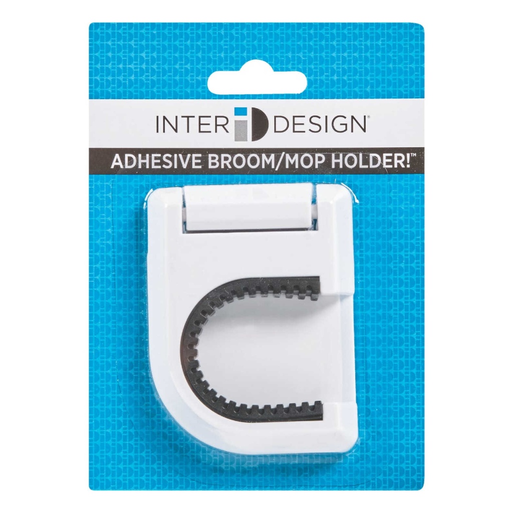 IDesign Stick on 3-1/2 in. H X 2-1/2 in. W White Broom/Mop Holder