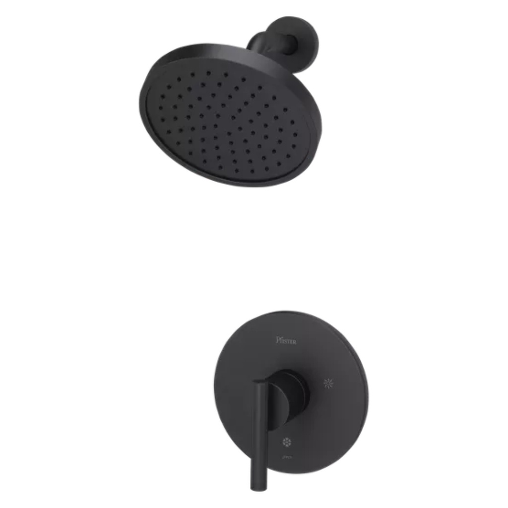 Pfister LG89-7NC Contempra Pressure Balanced Shower Only Trim Package with 1.8 GPM Single Function Rain Shower Head Matte Black Showers Shower Only