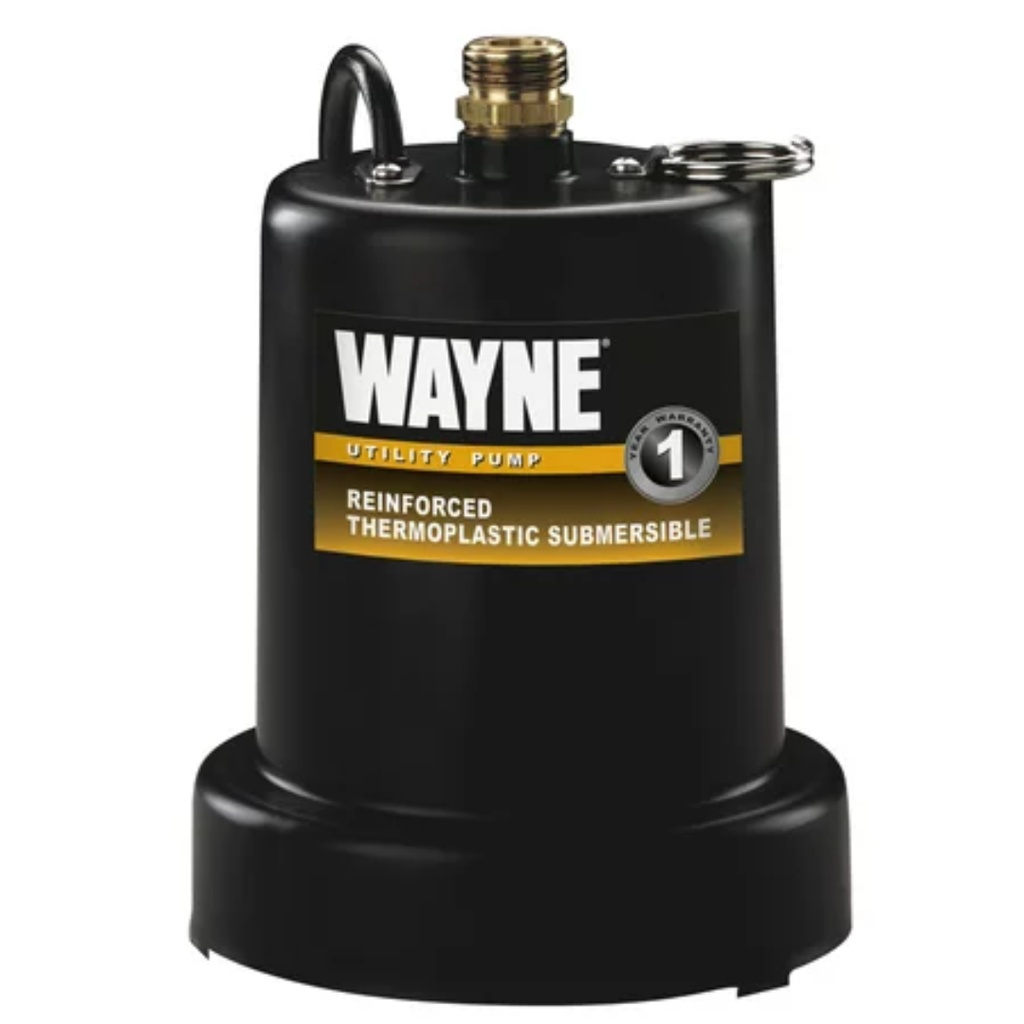 Wayne 1/4 HP 1050 Gph Thermoplastic Switchless Switch Bottom AC Submersible Utility Pump