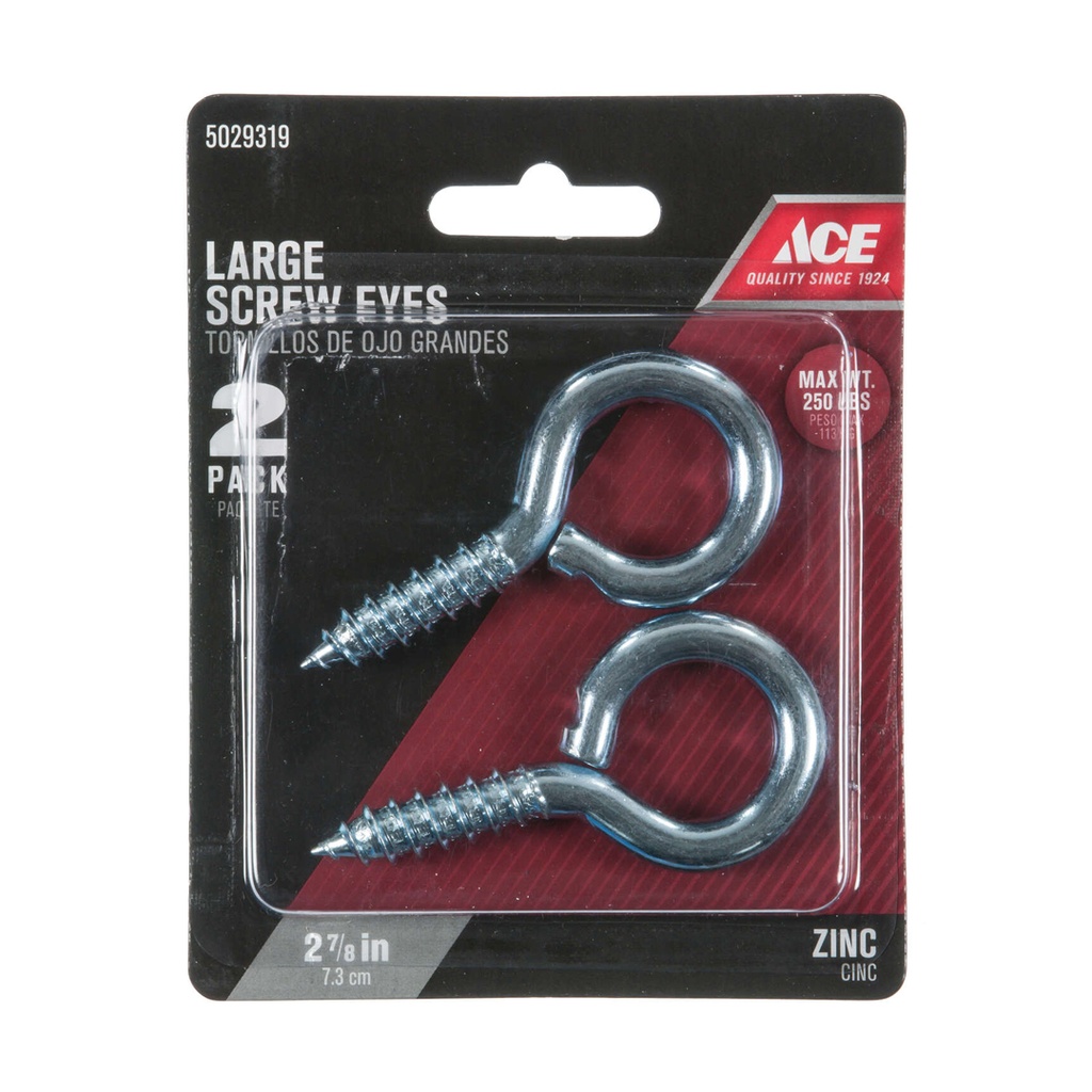 Ace 3/8 2-7/8 in. L Zinc-Plated Steel Screw Eye 2 Pk