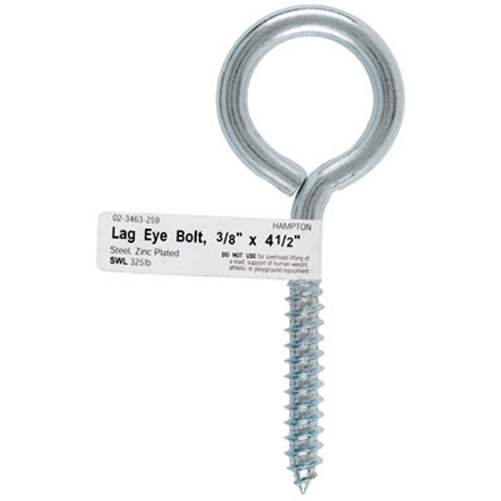 [51604] Hampton 7/16 in. X 4-1/2 in. L Zinc-Plated Steel Lag Thread Eyebolt Nut Included