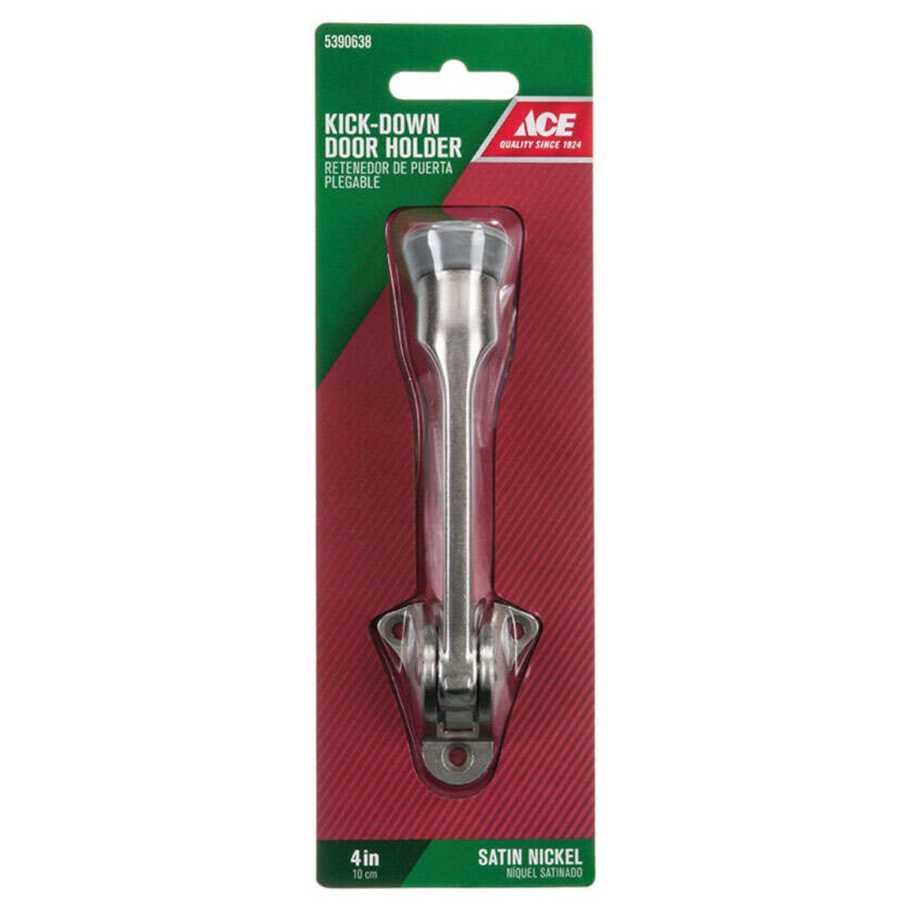 Ace Nickel Kick-Down Door Holder 4 in. L Satin Nickel Gray