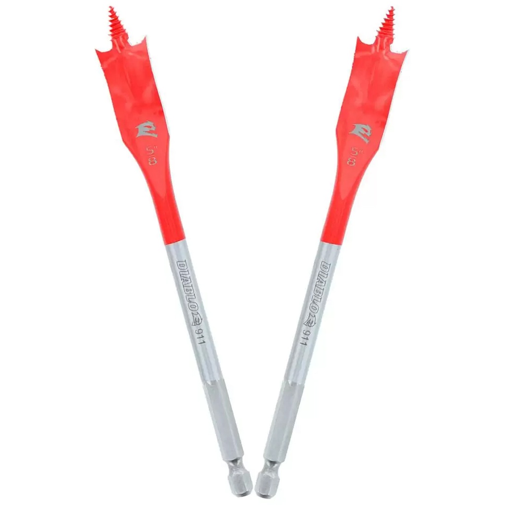Diablo 5/8 in. X 6 in. L High Speed Steel Clean Wood Spade Bit Hex Shank 2 Pk