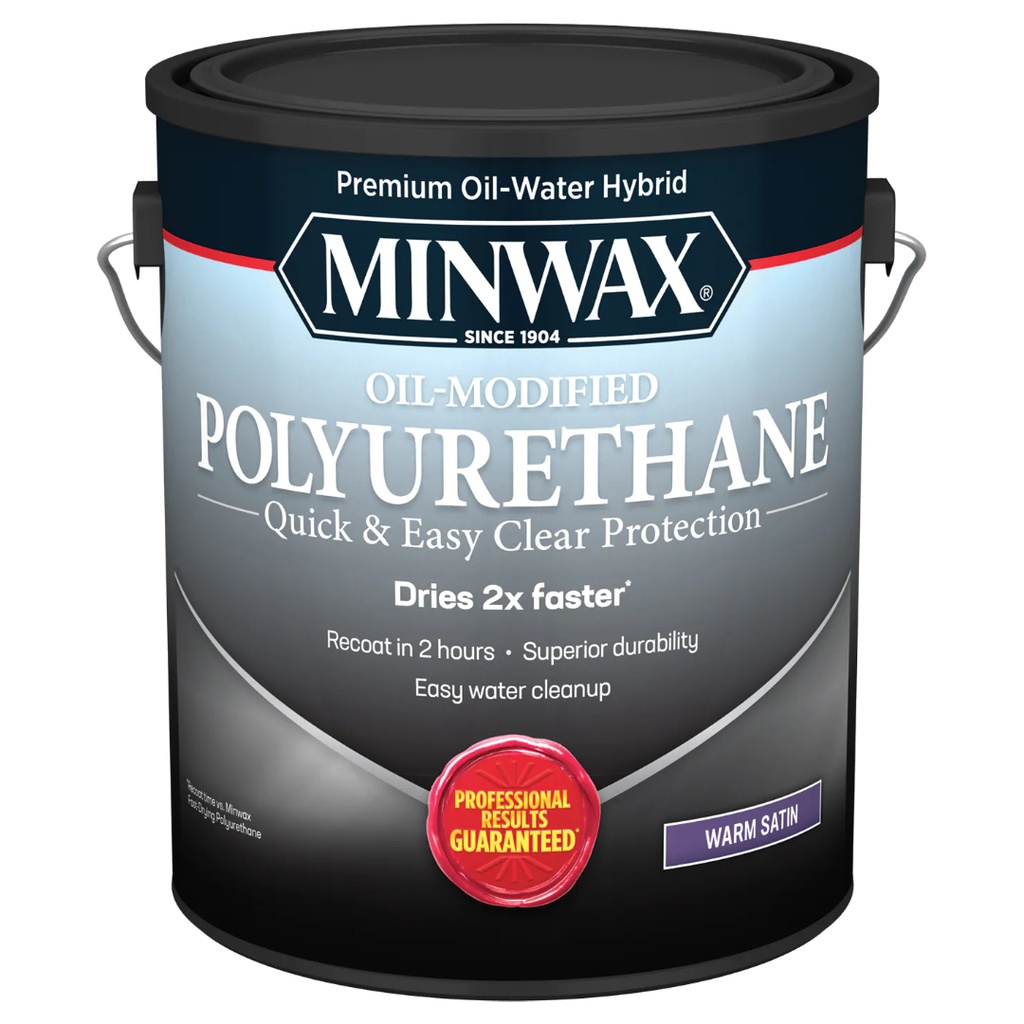 Minwax Transparent Satin Clear Water-Based Latex Oil-Modified Polyurethane 1 Gal.