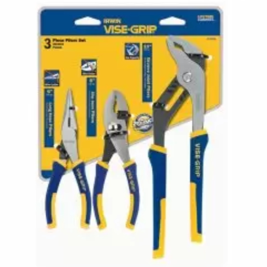 Irwin Vise-Grip 3 Pc Nickel Chrome Steel Traditional Pliers Set Assorted in. L