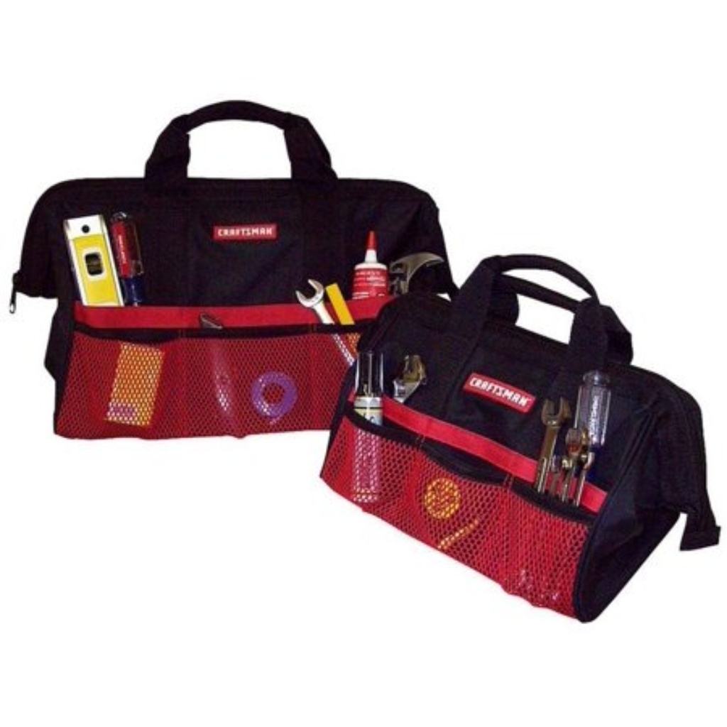 Craftsman 13 in. W X 18 in. H Ballistic Nylon Tool Bag Set Black/Red 2 Pc