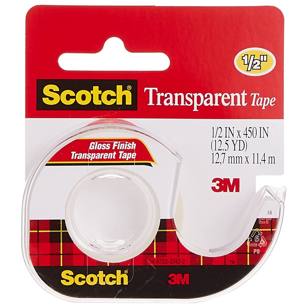 Scotch® – Ruban Transparent, 144-ESF, 1/2 Po X 450 Po (12,7 Mm X 11,4 M), Rouleau