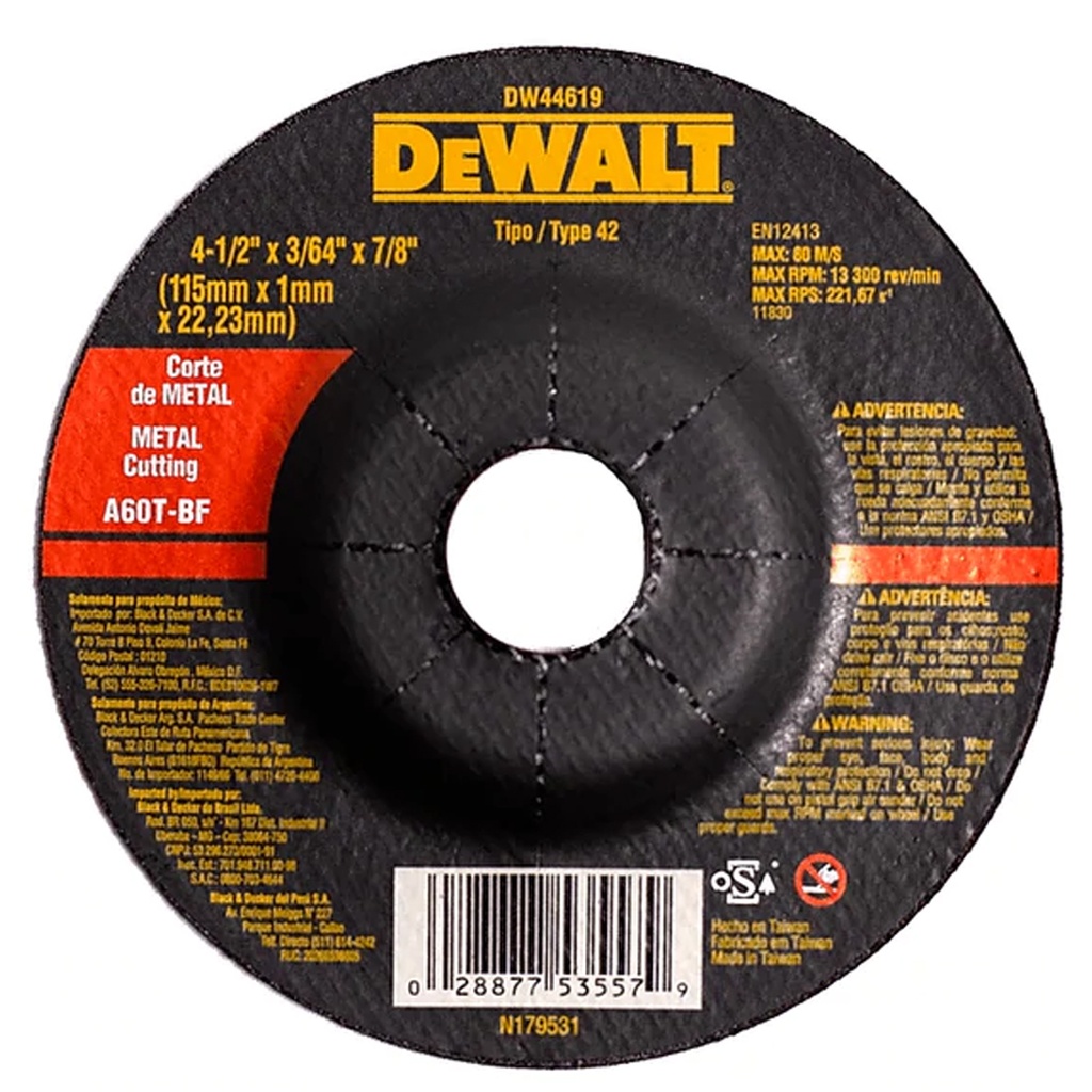 DEWALT C/METAL 4-1/2X .045X7/8