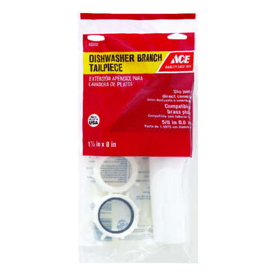 Ace 1-1/2 in. D X 8 in. L Plastic Dishwasher Branch Tailpiece