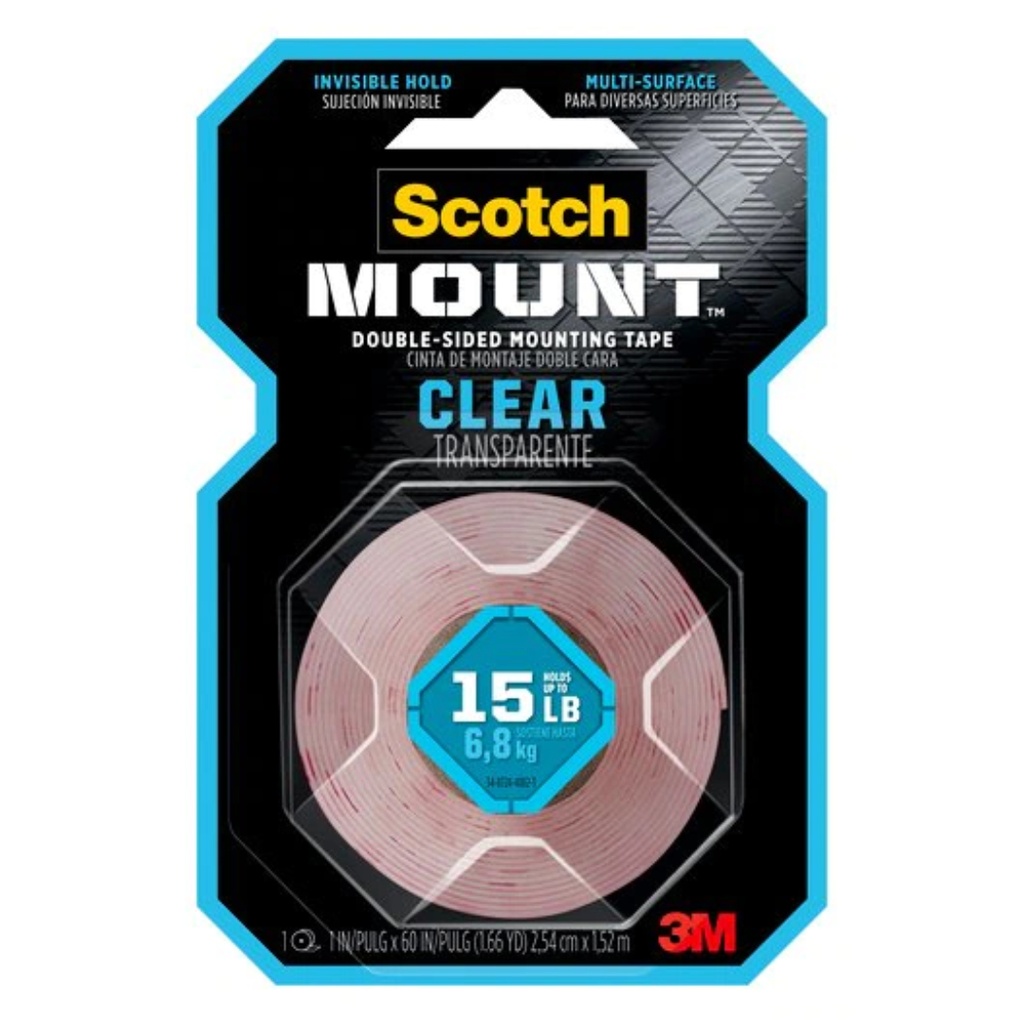 Scotch Clear Double Sided Mounting Tape  1  X 60   1 Roll