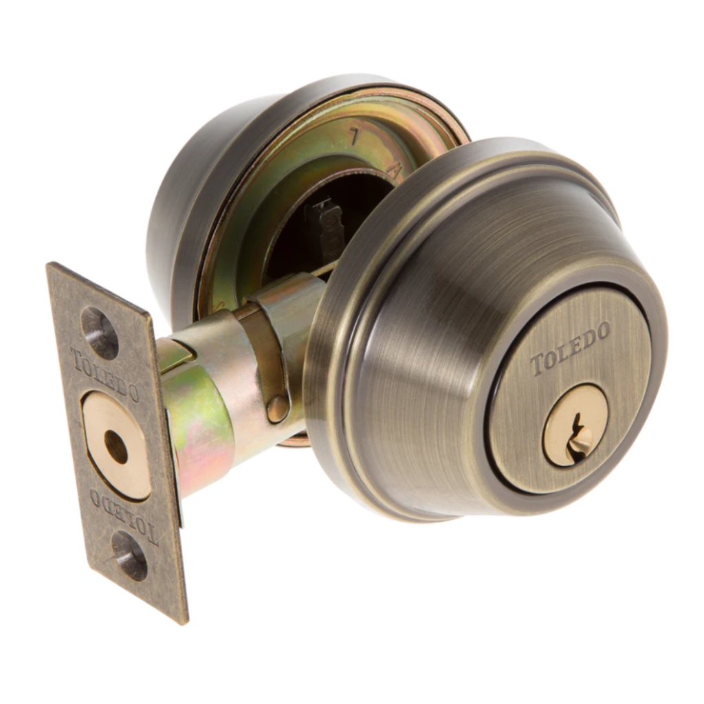 [380009033] Toledo 229671 Double Cylinder Entry Deadbolt, Antique Brass
