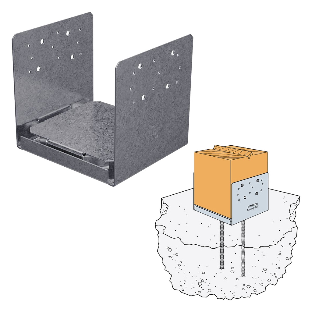 ABU ZMAX Galvanized Adjustable Standoff Post Base for 8x8 Nominal Lumber