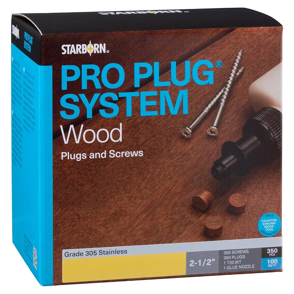 PRO PLUG SYSTEM - Plug & Fastener Kit for CUMARU - 350 Count for 100 Sq. Ft.- Plugs 5/16" Diameter