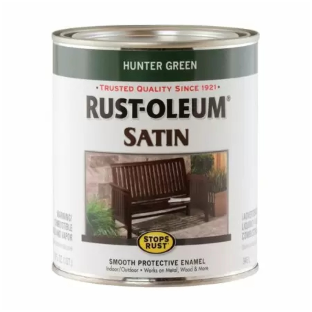 Rust-Oleum Stops Rust Indoor and Outdoor Satin Hunter Green Protective Paint 1 Qt