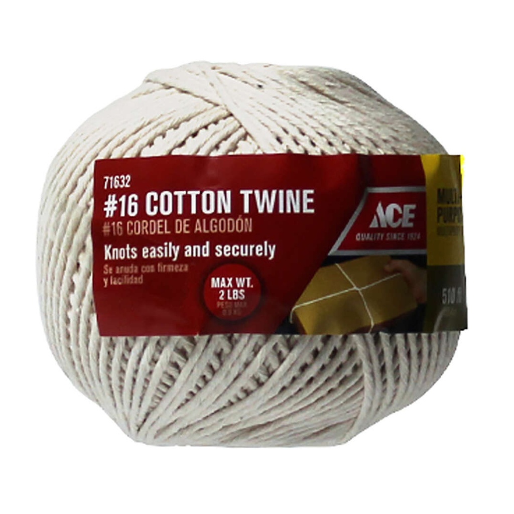 Ace 1/2 in. Dia. X 510 Ft. L Wrapping Cotton Twine White
