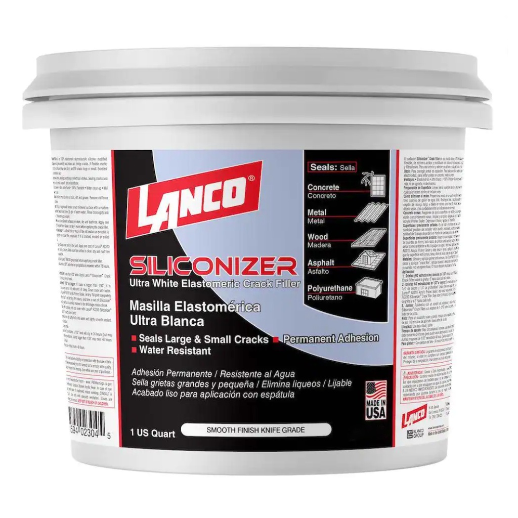 [RC2305] Siliconizer Crack Filler 1 Qt. White Elastomeric Roof Patch
