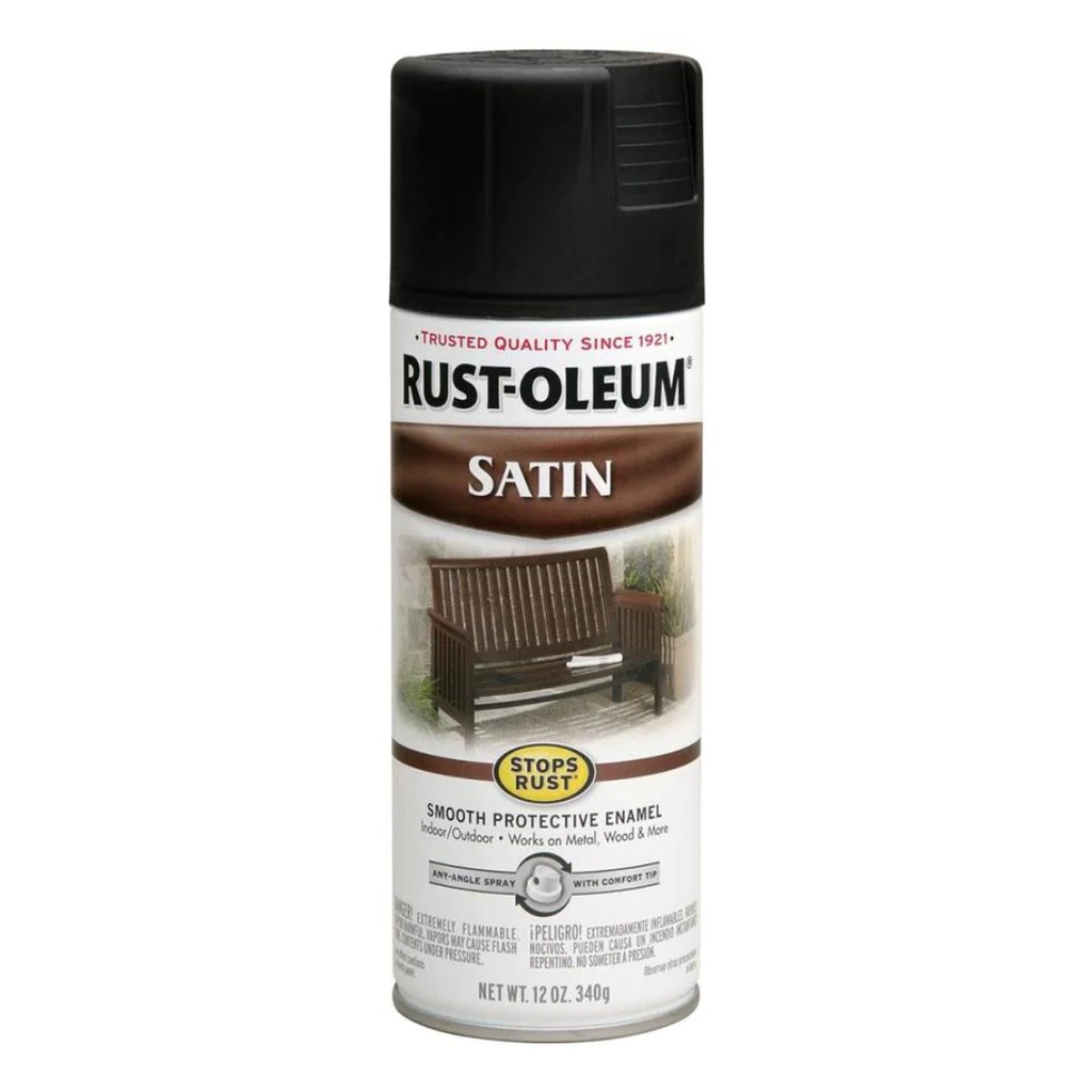 Rust-Oleum Stops Rust Satin Black Spray Paint 12 Oz.