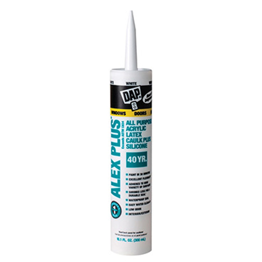 [12044] DAP Alex Plus White Acrylic Latex All Purpose Caulk 10.1 Oz.