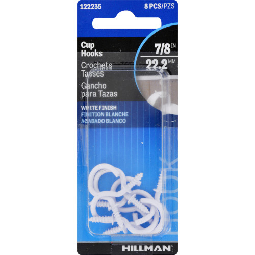 Hillman Large White Metal 7/8 in. L Cup Hook 1 Lb