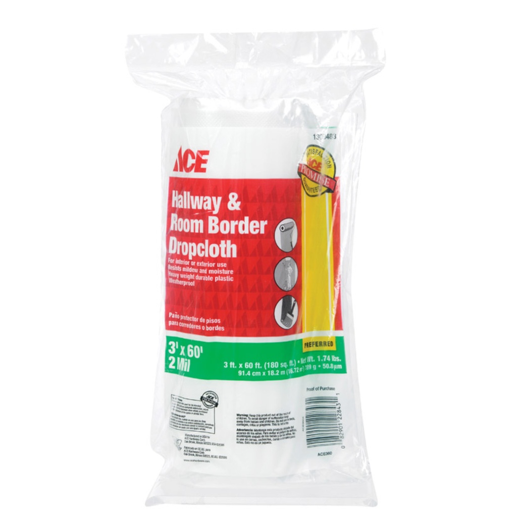 Ace 10 Ft. W X 20 Ft. L X 2 Mil Professional Grade Plastic Drop Cloth 1 Pk