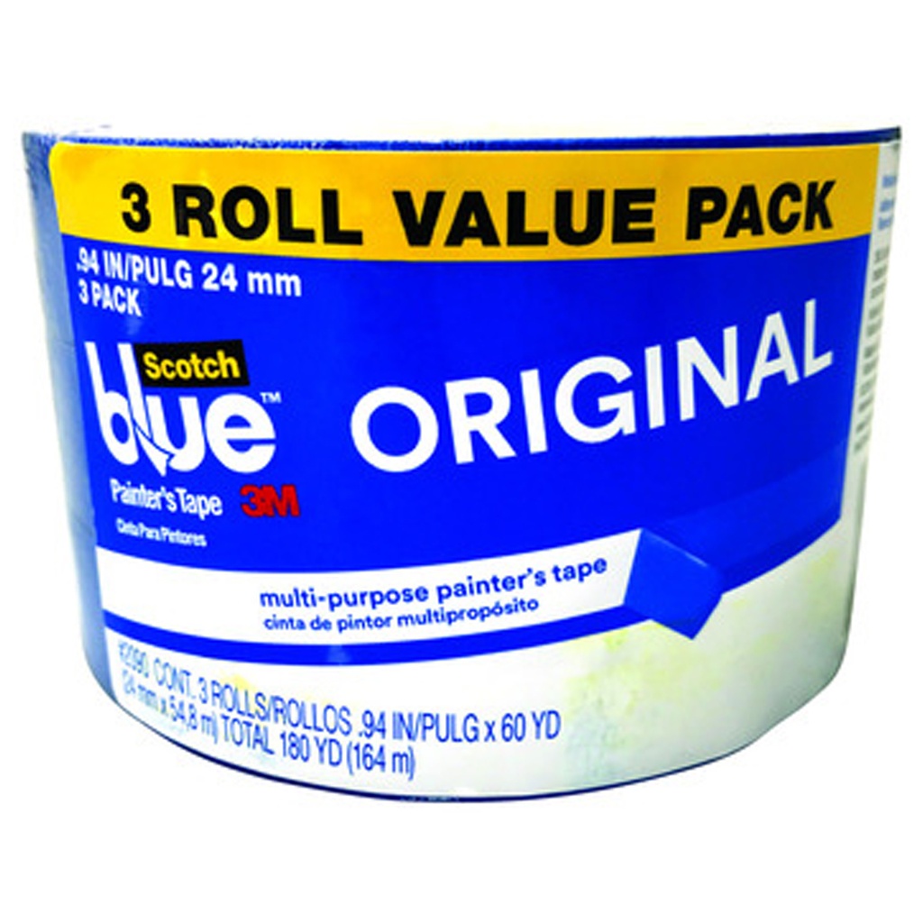 ScotchBlue .94 in. W X 60 Yd L Blue Medium Strength Original Painter's Tape 3 Pk