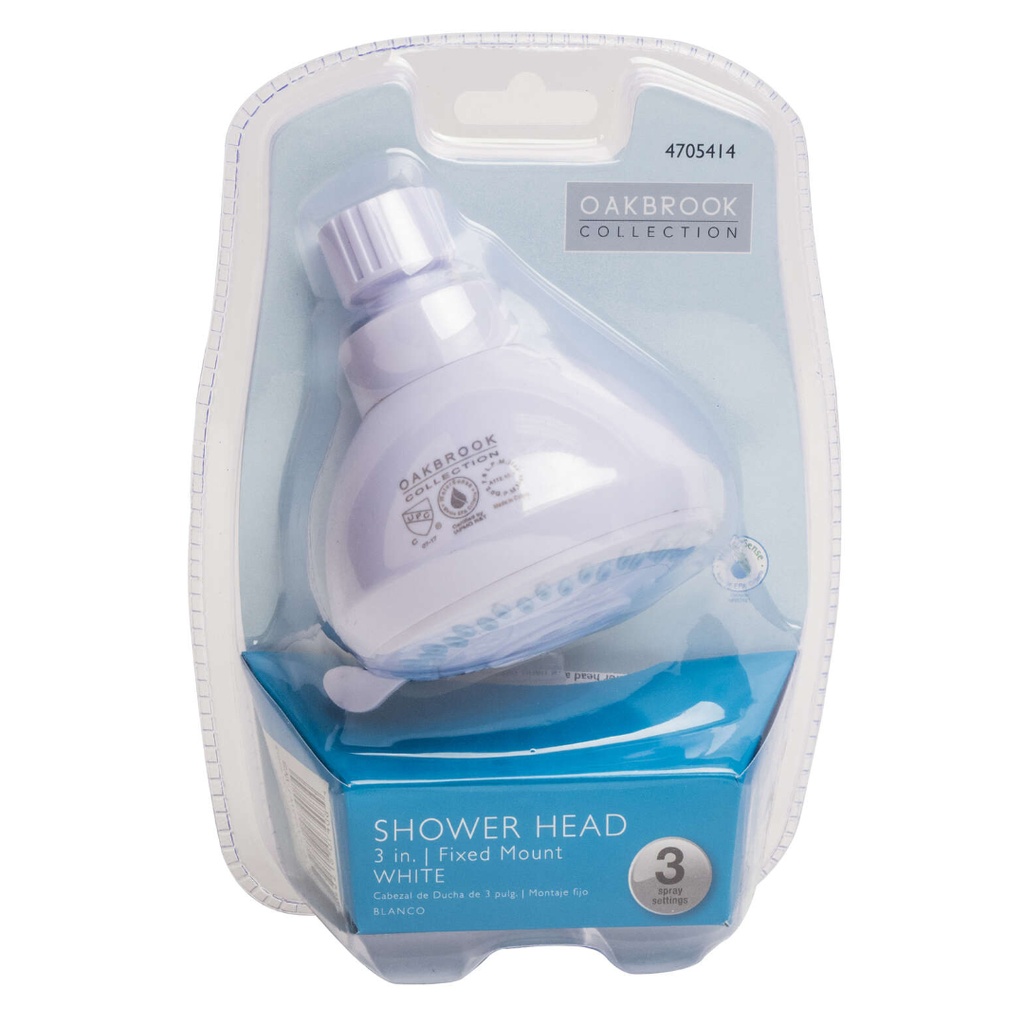 [4705414] Oakbrook Collection White PVC 3 Settings Wallmount Showerhead 1.8 Gpm