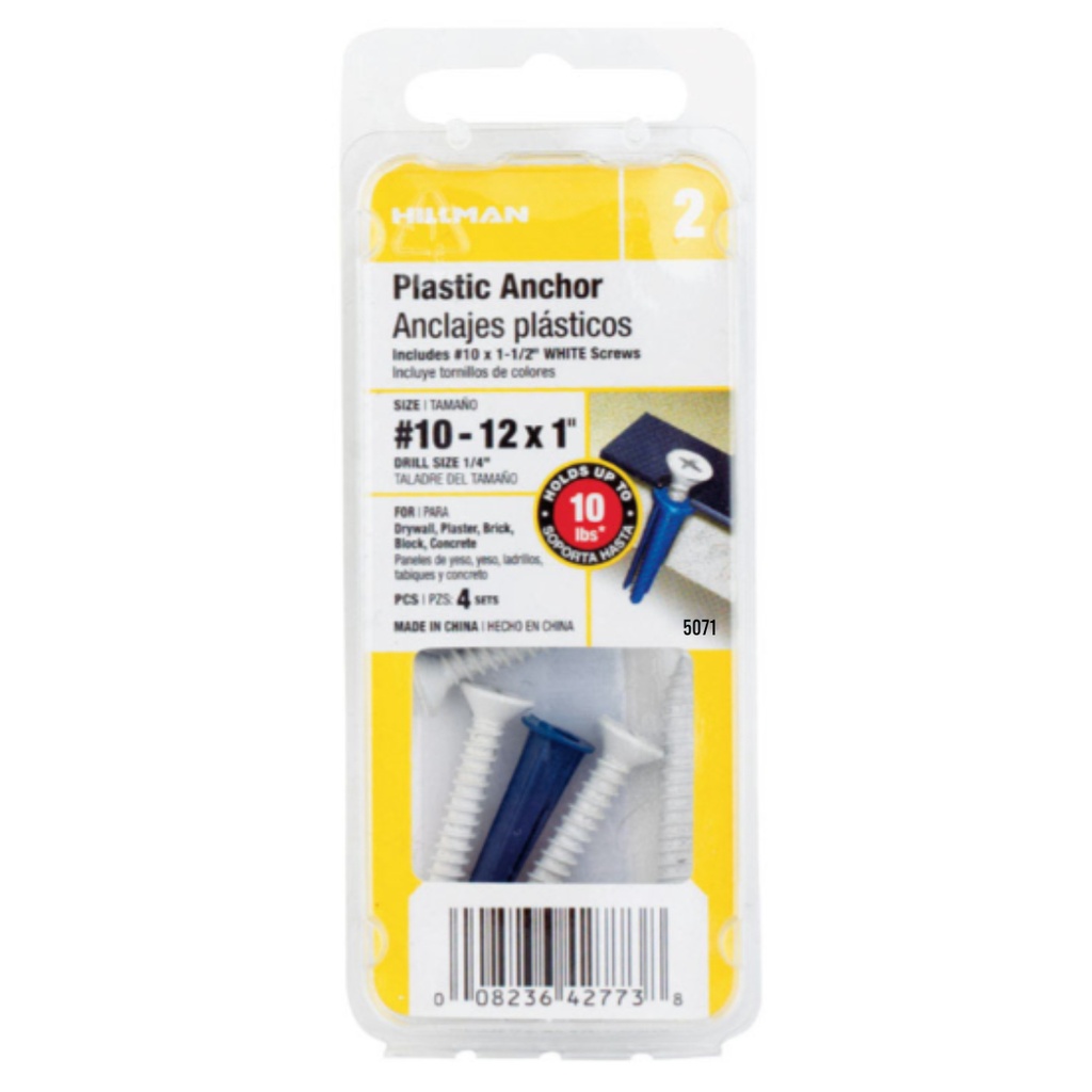 Hillman .190 in. Dia. X 1 in. L Plastic Flat Head Conical Anchor 4 Pack