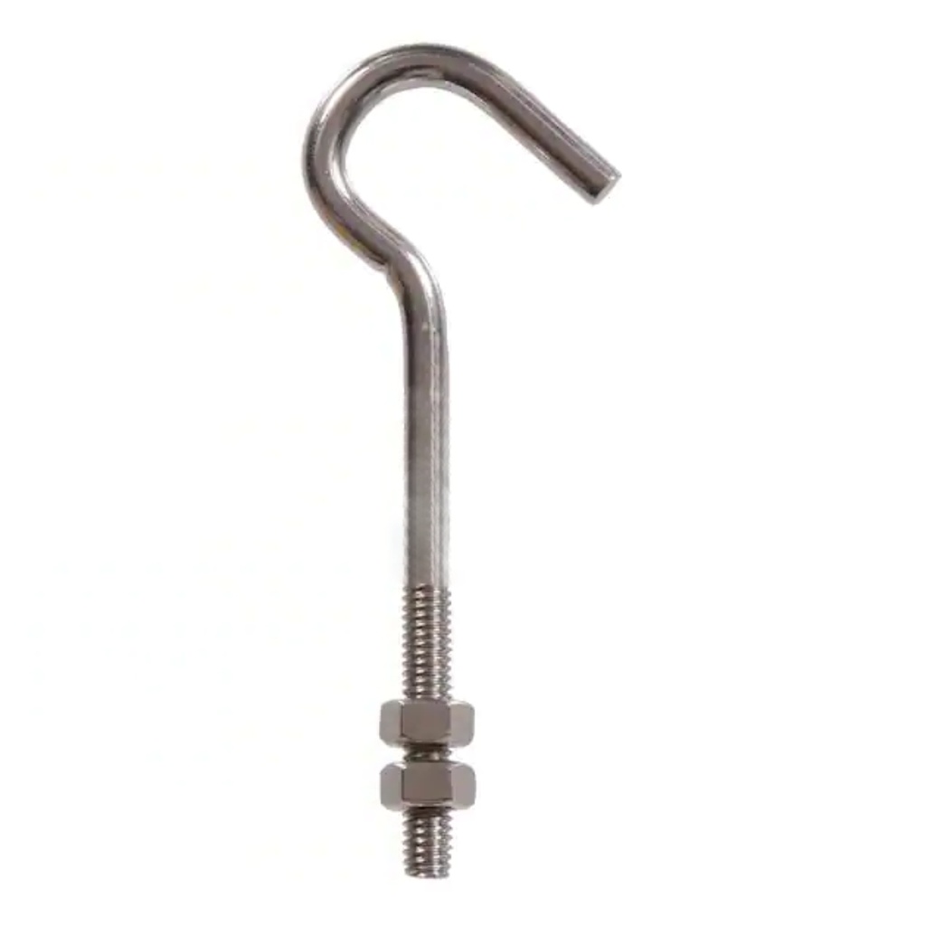 [51480] Hampton Medium Zinc-Plated Silver Steel 6 in. L Clothesline Bolt Hook 160 Lb. 1 Pack