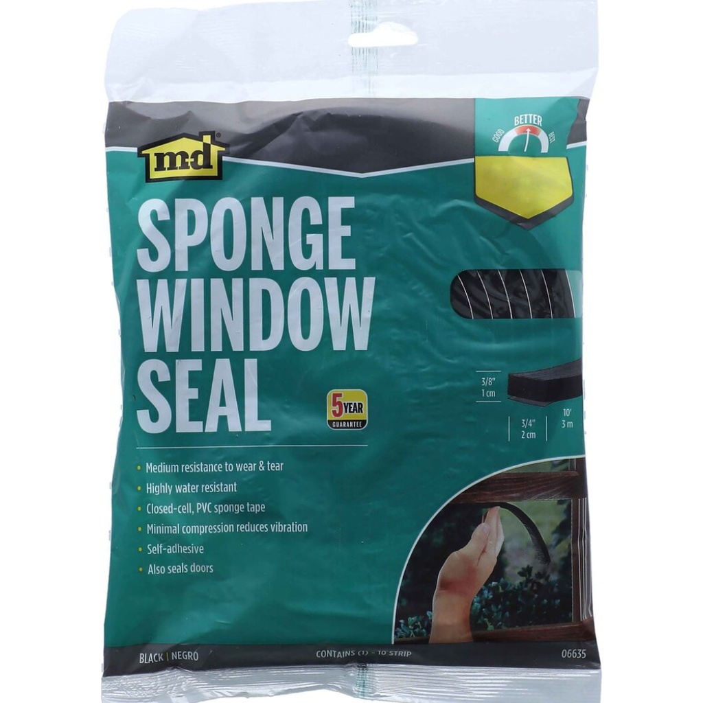 M-D Building Products Black PVC Weather Stripping Tape for Sponge Window Seal 120 in. L X 0.25 in