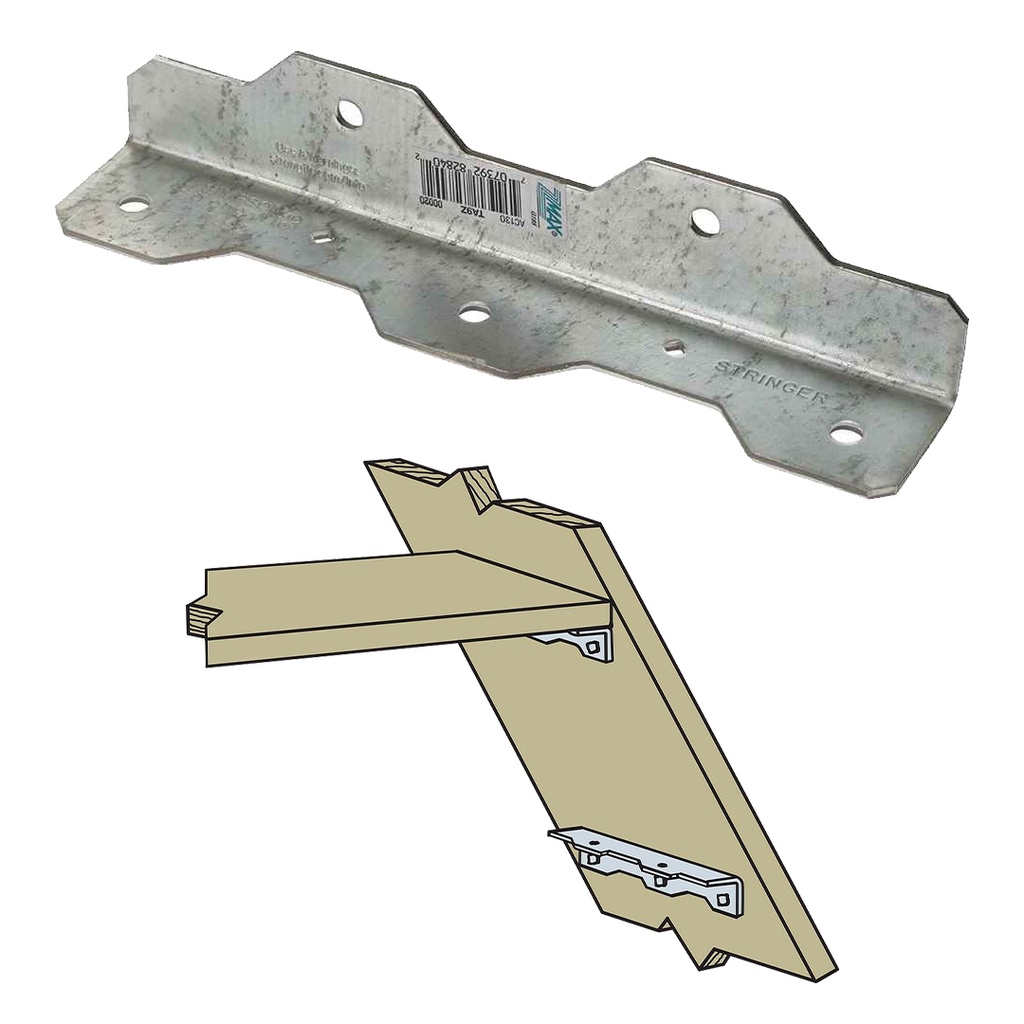 [ANCLAJE023] Simpson Strong-Tie 1.5 in. W X 8.5 in. L Galvanized Steel Staircase Angle