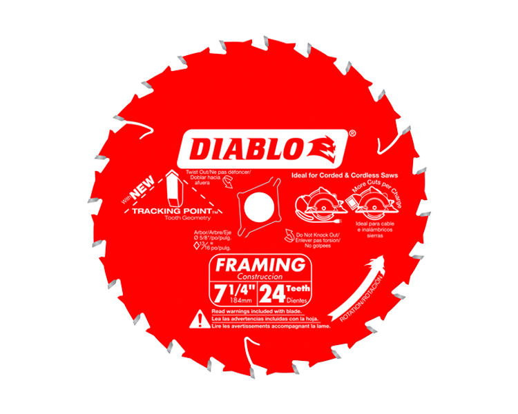 [D0724A] Diablo 7-1/4 in X 24 Tooth Framing Saw Blade