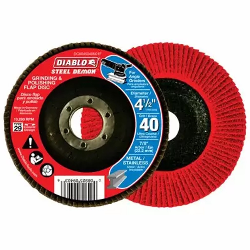 Diablo Steel Demon 4-1/2 in. D X 7/8 in. Zirconia Flap Disc 40 Grit 1 Pk