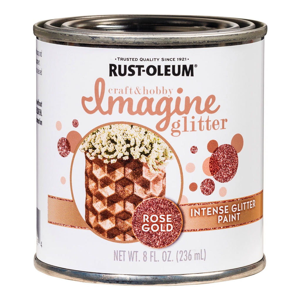 [1002706] Rust-oleum Imagine Craft & Hobby 8 Oz. Intense Rose Gold Glitter Paint 349200 - All