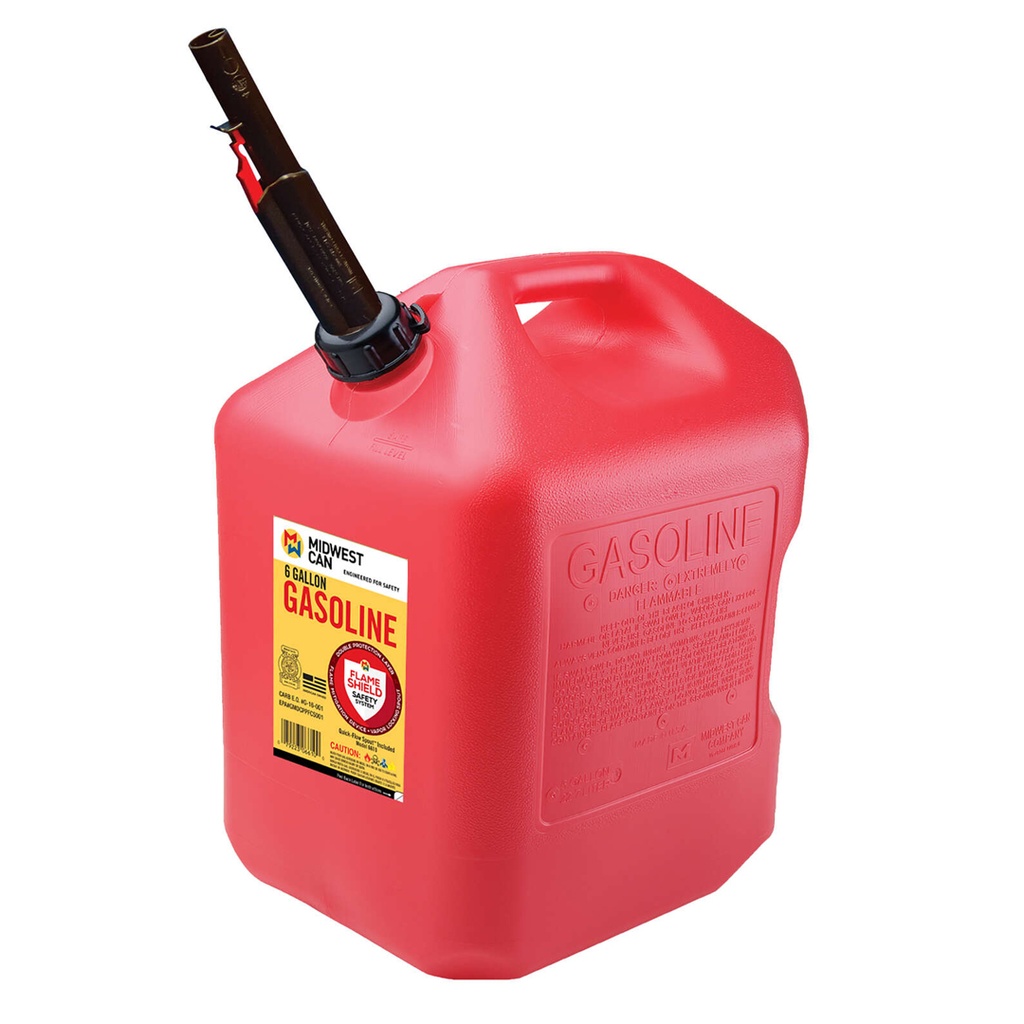 Midwest Can Quick Flow Spout HDPE Gas Can 6 Gal